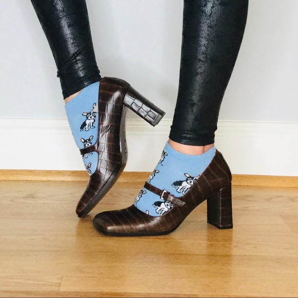 Via Spiga Shoes - Via Spiga 90s vintage square toe croc Mary Jane’s